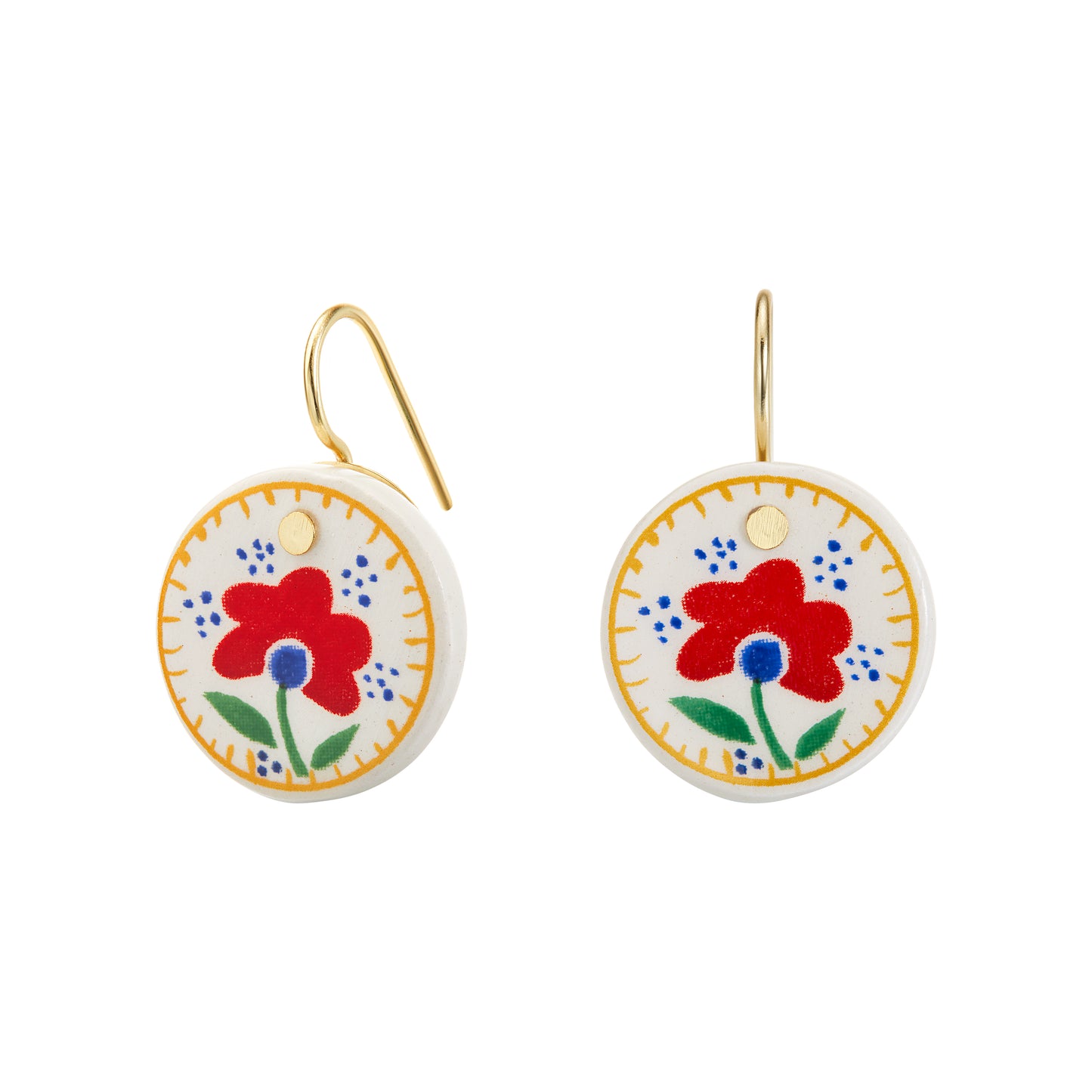 BOUCLES D'OREILLES EN FAIENCE FLEUR ROUGE - FAIENZ