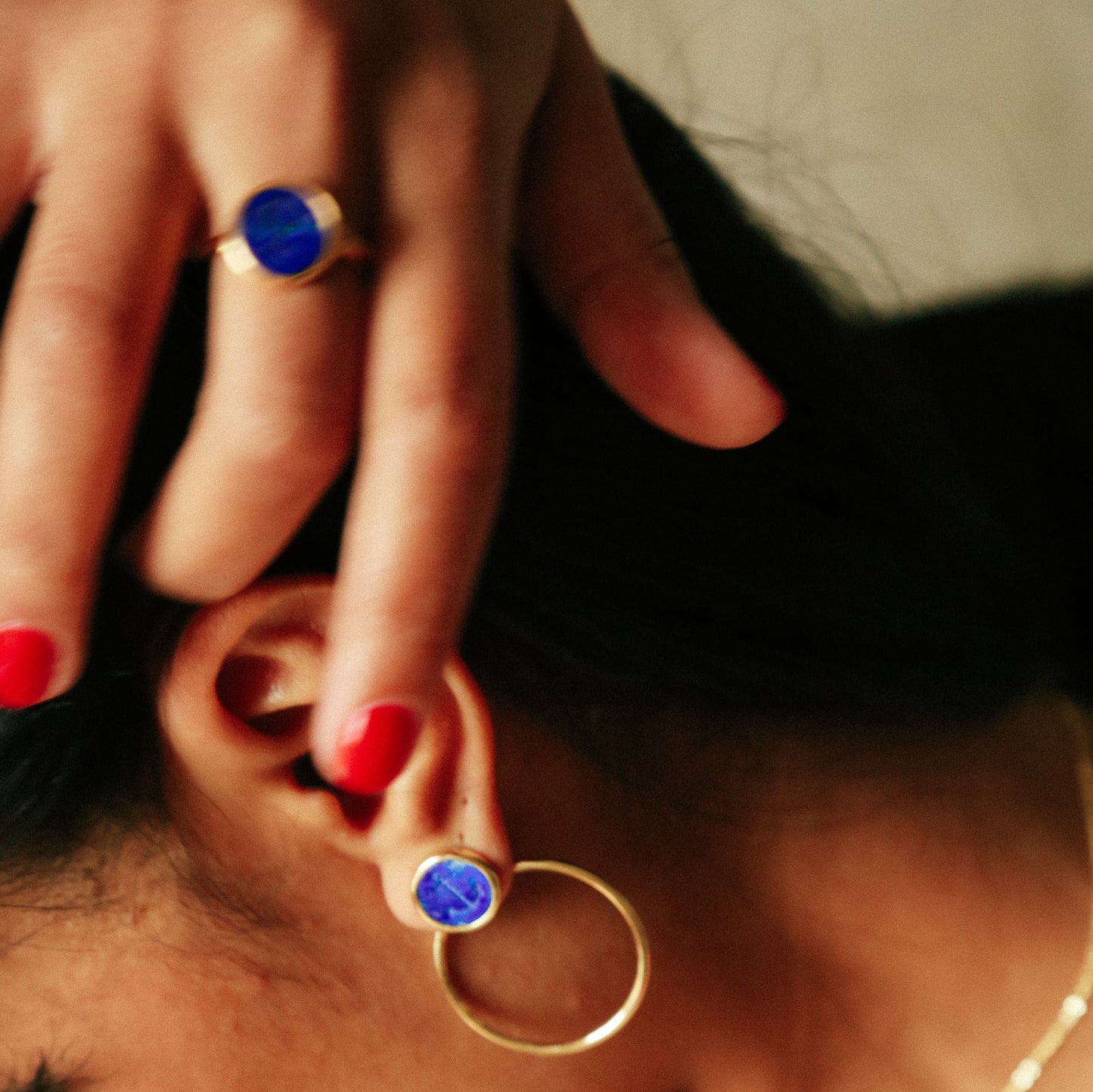 BAGUE LAPIS LAZULI GRAVE D'UNE ANCRE DE MARINE