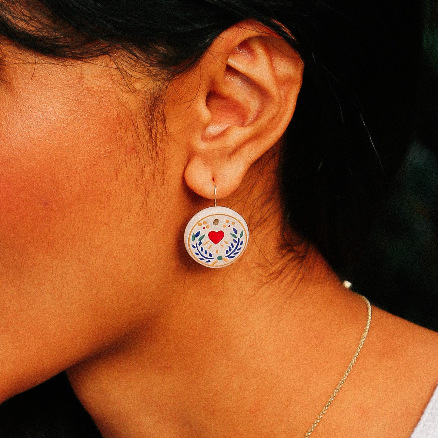 BOUCLES D'OREILLES EN FAIENCE COEUR ROUGE - FAIENZ