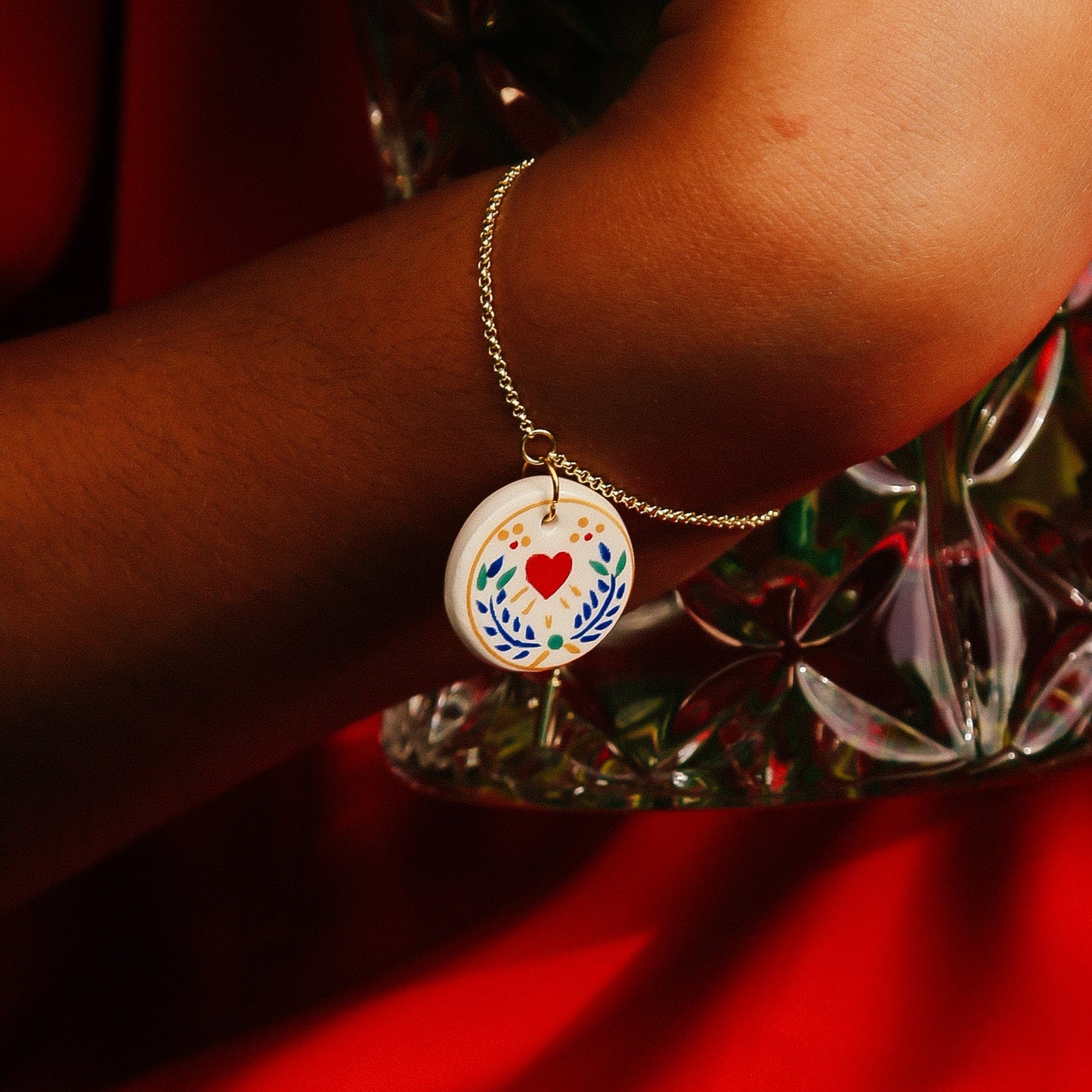 BRACELET EN FAIENCE COEUR ROUGE - FAIENZ