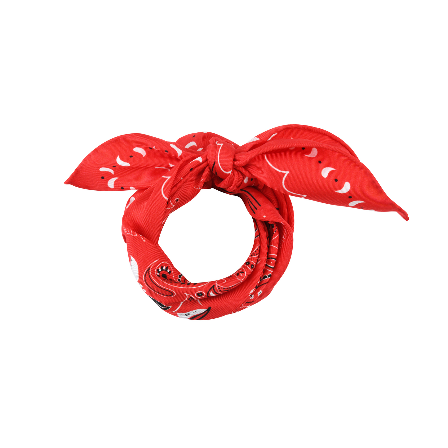 Bandana en soie rouge avec motif breton