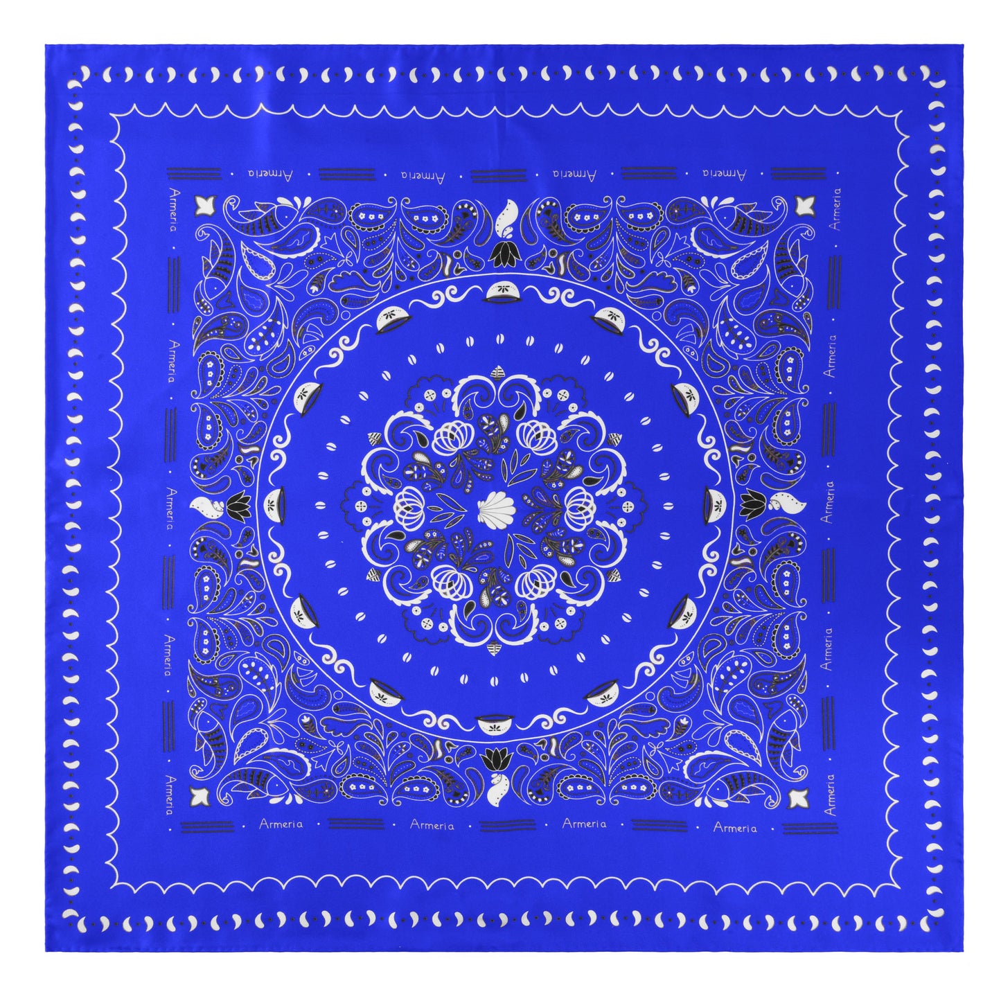 Foulard en soie bleue avec motif breton grand format