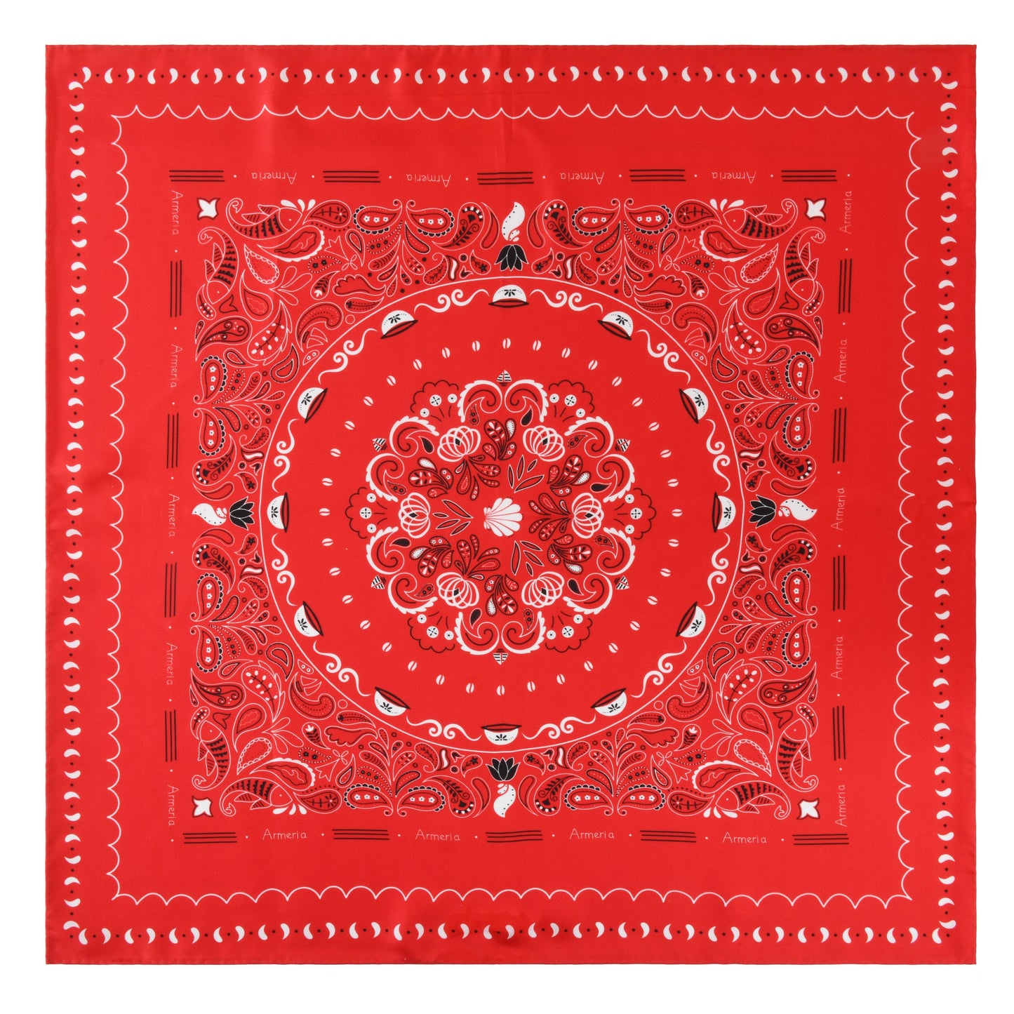 Foulard en soie rouge avec motif breton grand format