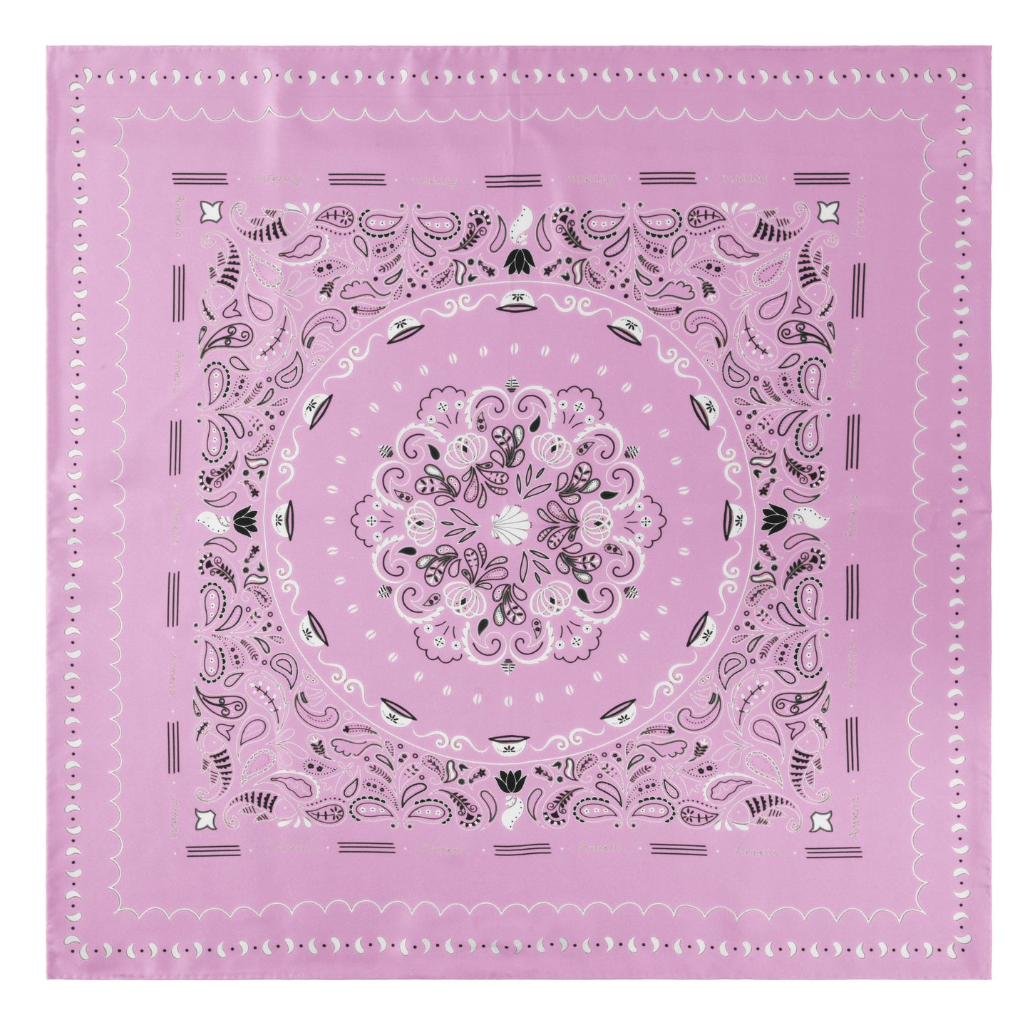 Foulard en soie rose avec motif breton grand format