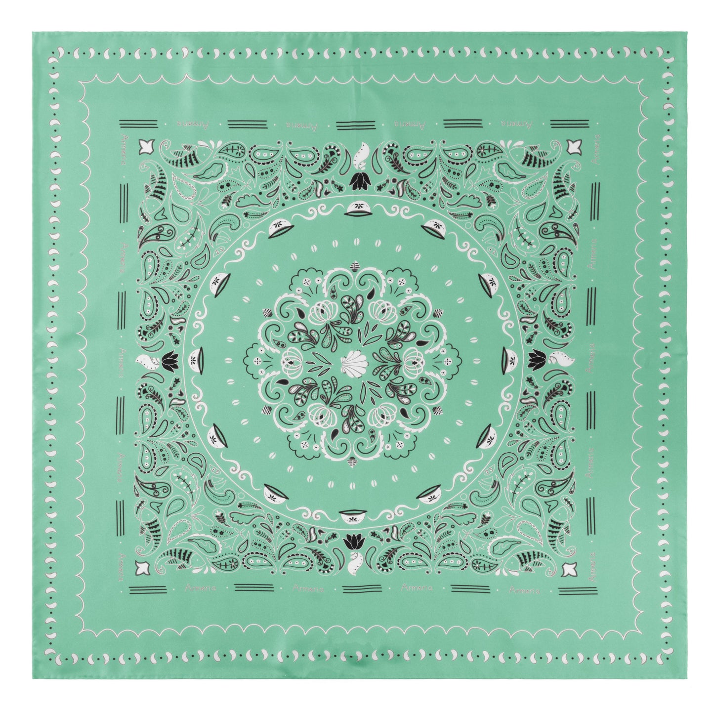 Foulard en soie verte avec motif breton grand format