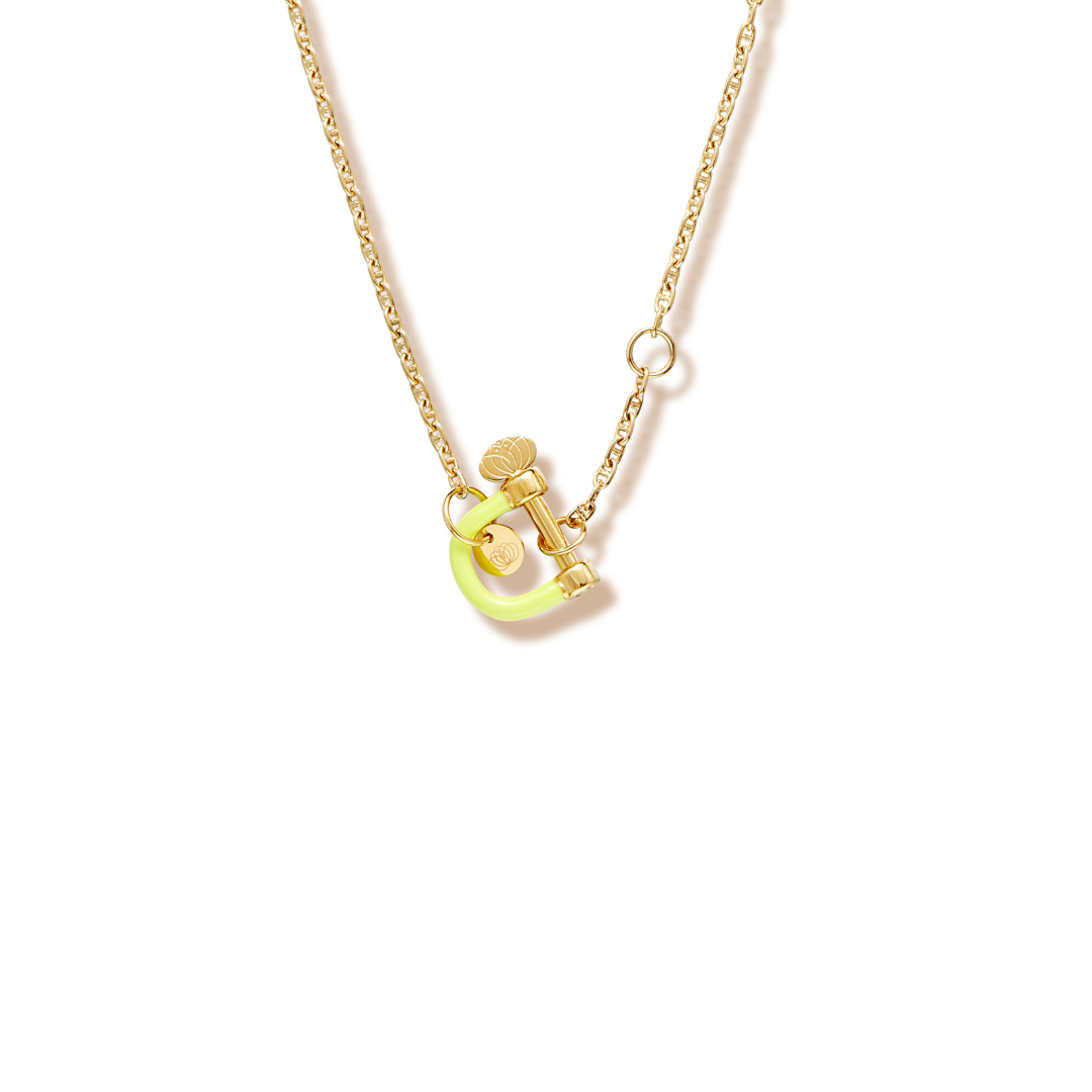 Collier avec manille jaune en acier inoxydable