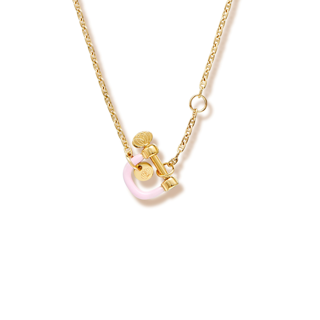 Collier avec manille rose