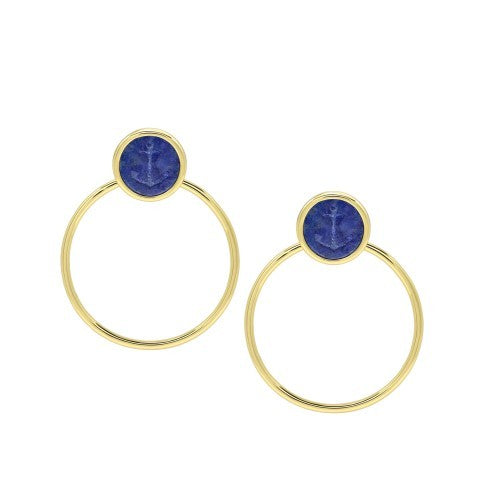 BOUCLES D'OREILLES LAPIS LAZULI GRAVE D'UNE ANCRE DE MARINE
