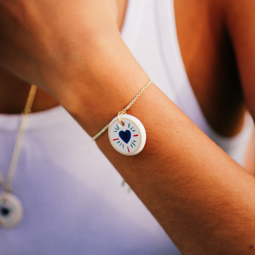 BRACELET FAIENCE COEUR BLEU