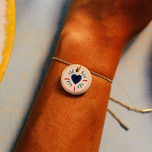 BRACELET FAIENCE COEUR BLEU