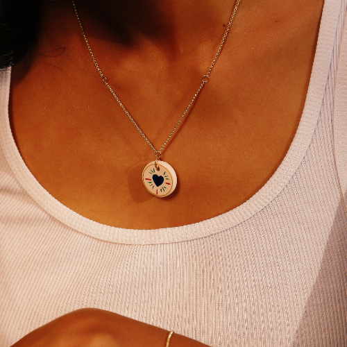 COLLIER AJUSTABLE EN FAIENCE COEUR BLEU - FAIENZ