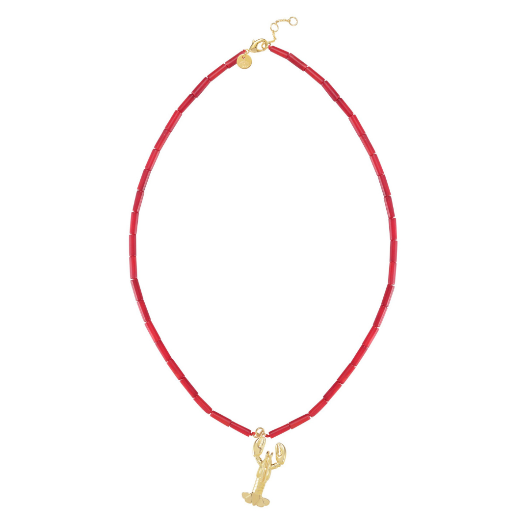 COLLIER HOMARD PERLES ROUGES