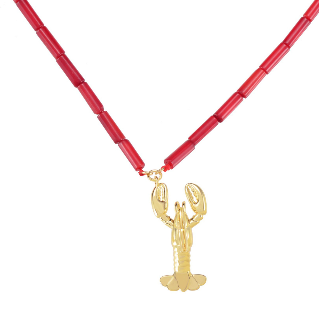 COLLIER HOMARD PERLES ROUGES