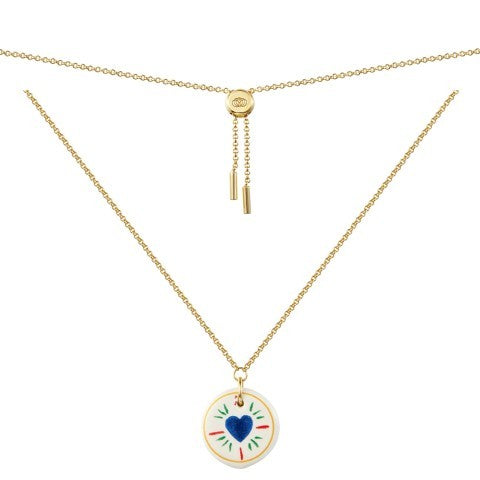 COLLIER AJUSTABLE EN FAIENCE COEUR BLEU - FAIENZ