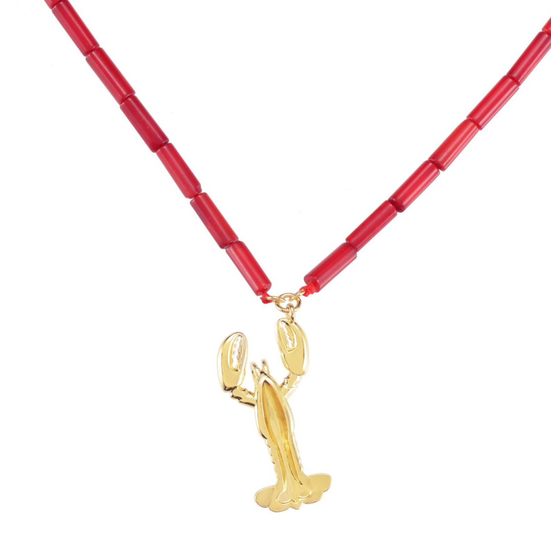 COLLIER HOMARD PERLES ROUGES