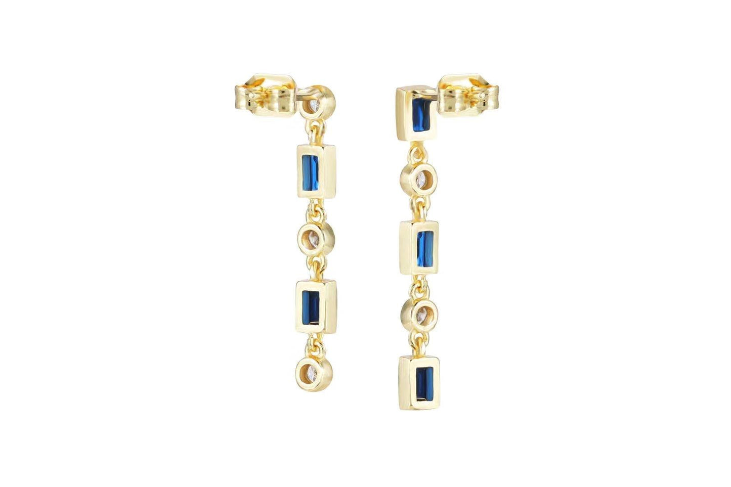 BOUCLES D'OREILLES QUARTZ BLANC ET SPINEL BLEU - ARMOR