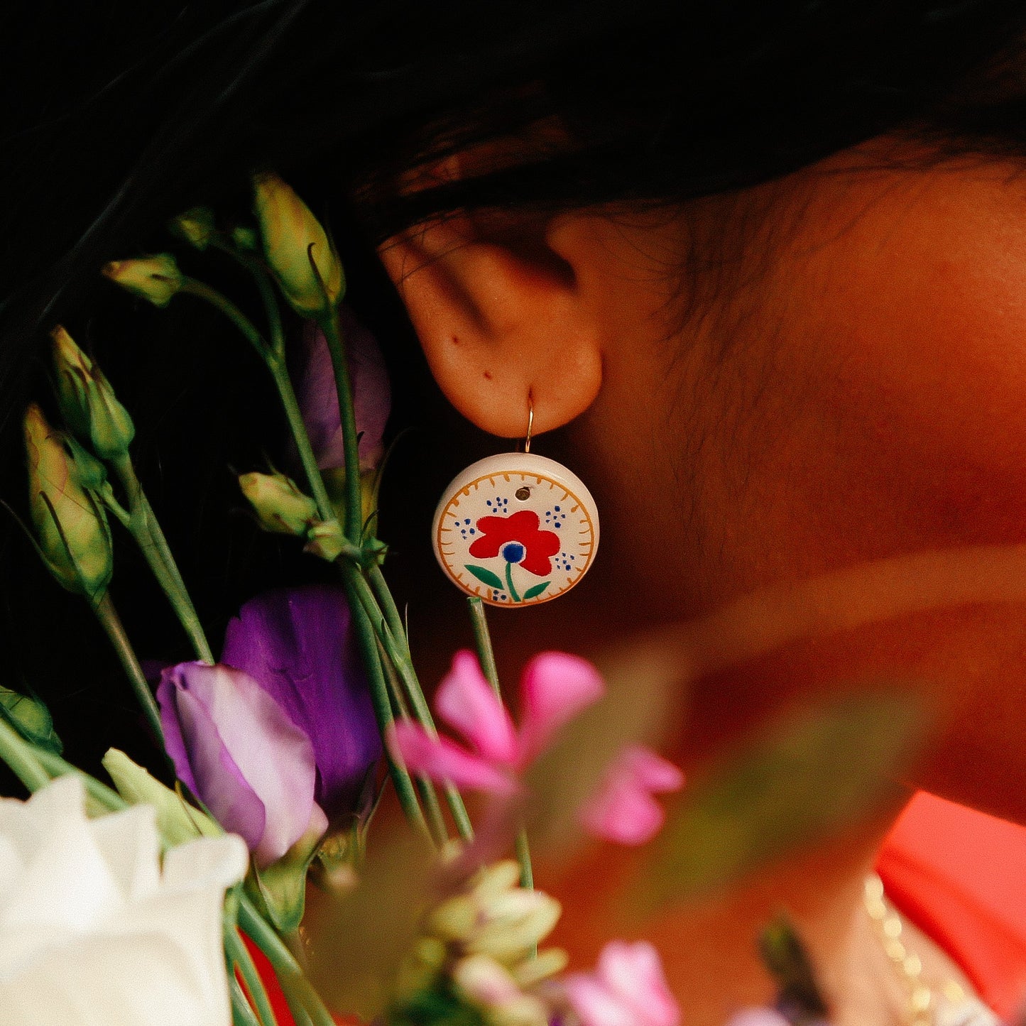 Boucles d'oreilles Faïenz fleur