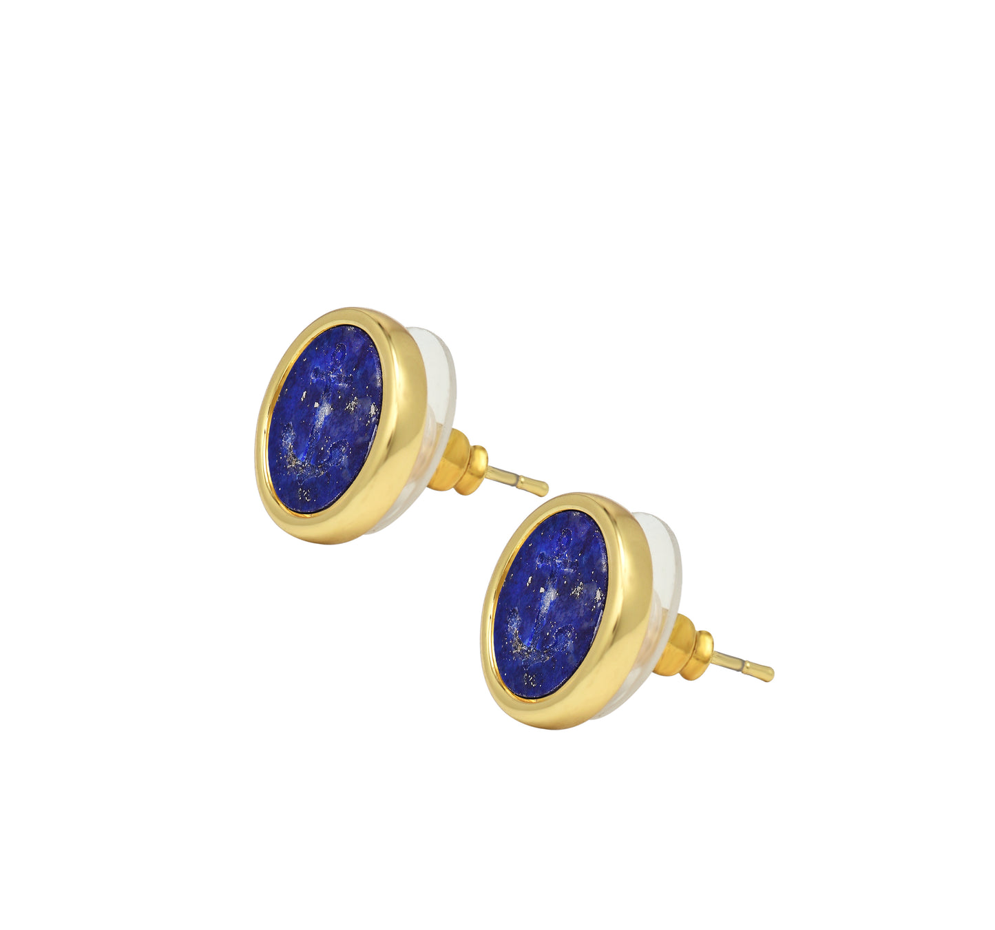 BOUCLE D'OREILLES LAPIS LAZULI GRAVE D'UNE ANCRE DE MARINE