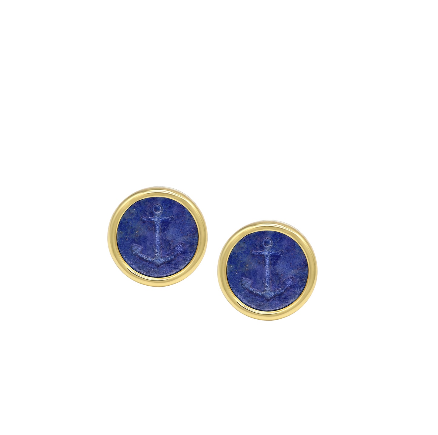 BOUCLE D'OREILLES LAPIS LAZULI GRAVE D'UNE ANCRE DE MARINE