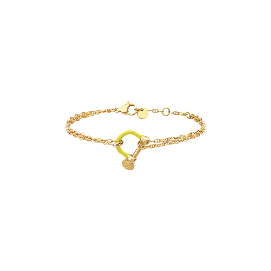 Bracelet avec chaîne marine double et manille JAUNE