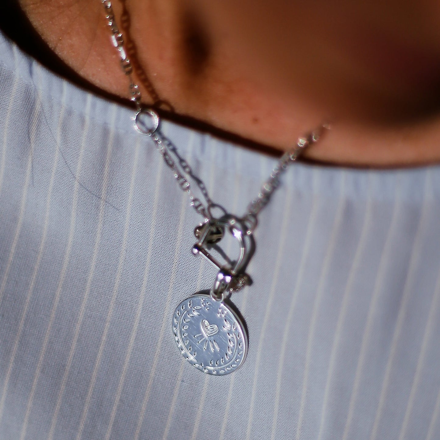 Médaille coeur de bretonne en argent 925
