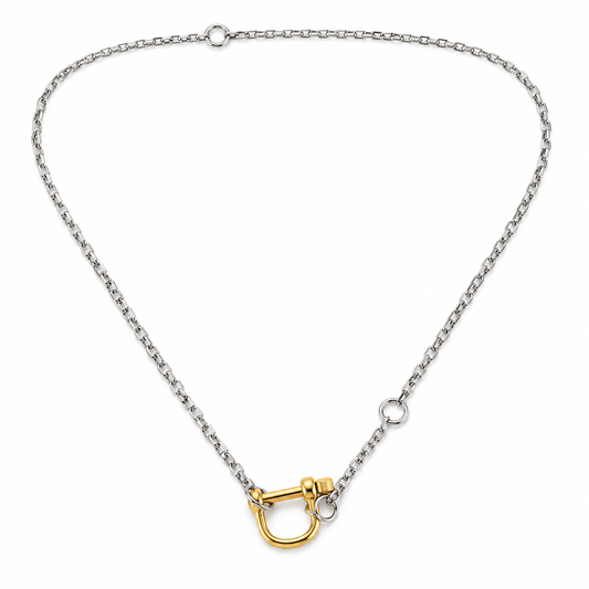 Collier chaîne marine avec manille dorée