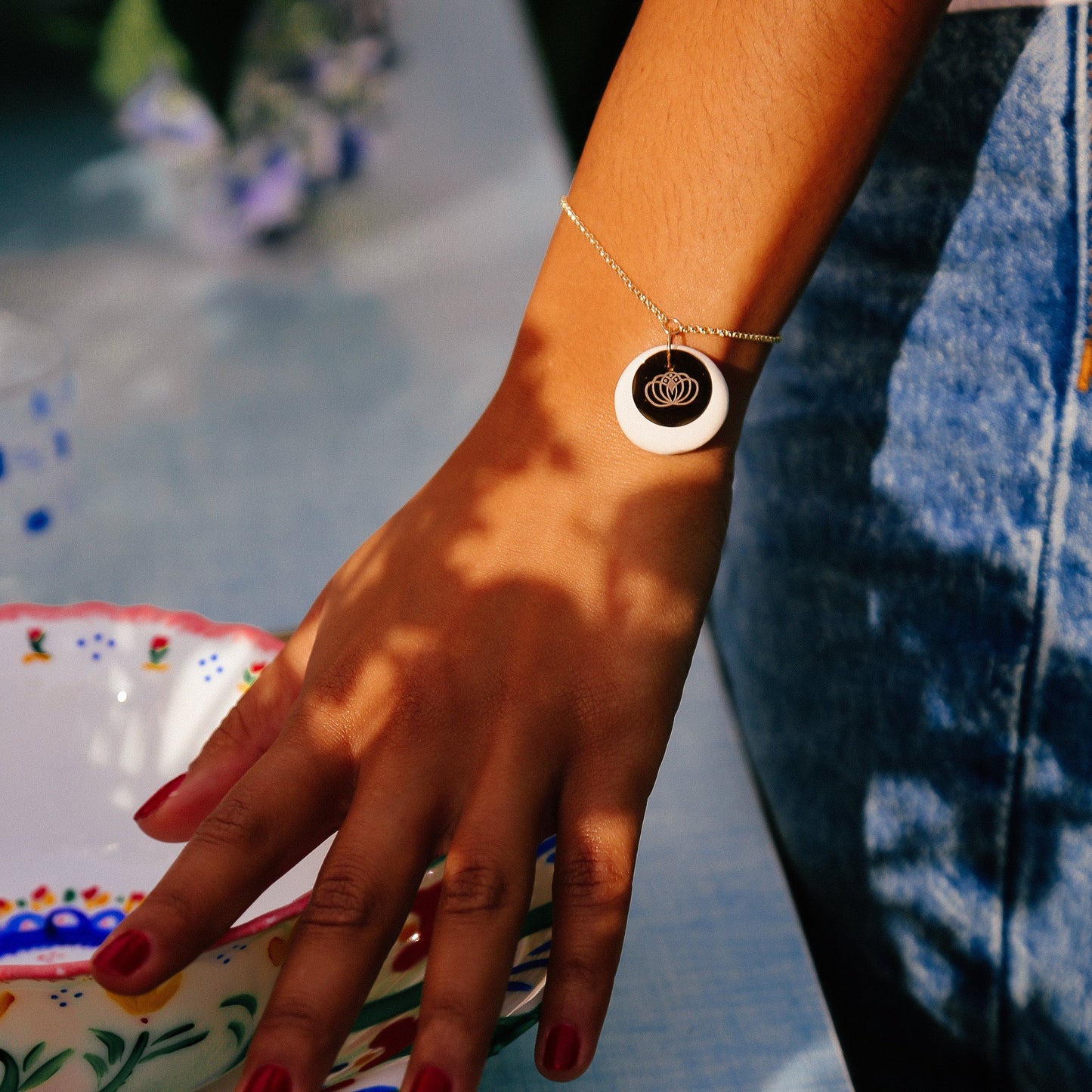 BRACELET FAIENCE FLEUR