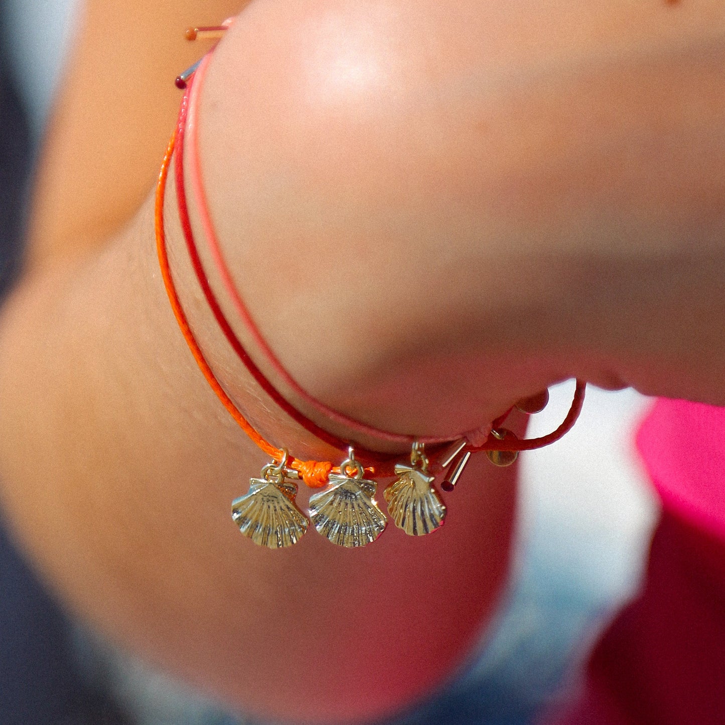 BRACELET COQUILLE SAINT JACQUES CORDON ROUGE - SAINTE JAKEZ