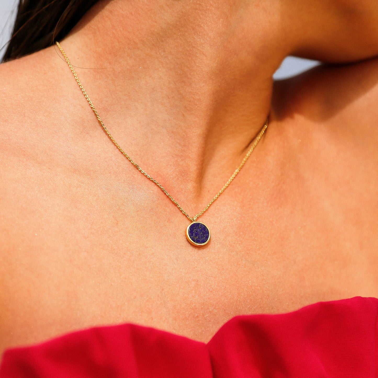 COLLIER LAPIS LAZULI GRAVE D'UNE ANCRE DE MARINE