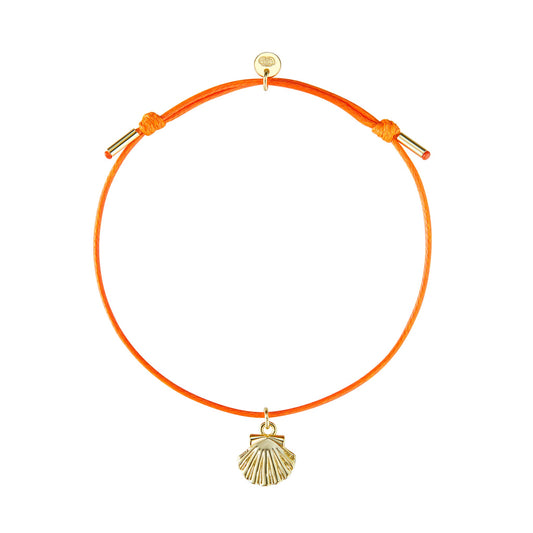 Bracelet cordon orange et sa coquille Saint Jacques
