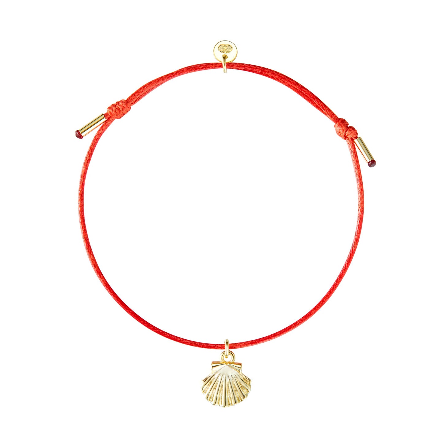 Bracelet cordon rouge et sa coquille Saint Jacques