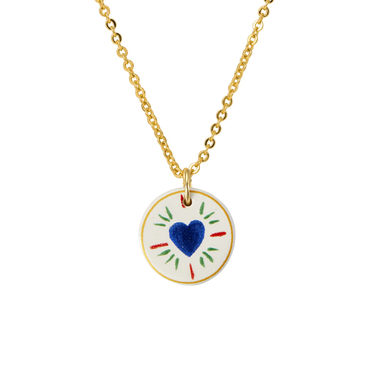 COLLIER EN FAIENCE COEUR BLEU - FAIENZ