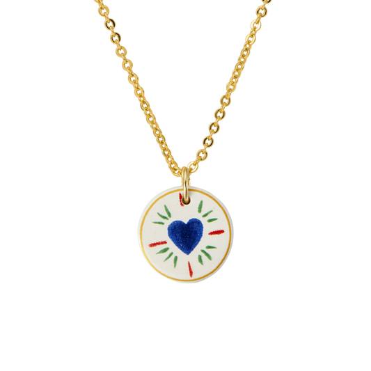 COLLIER EN FAIENCE COEUR BLEU - FAIENZ