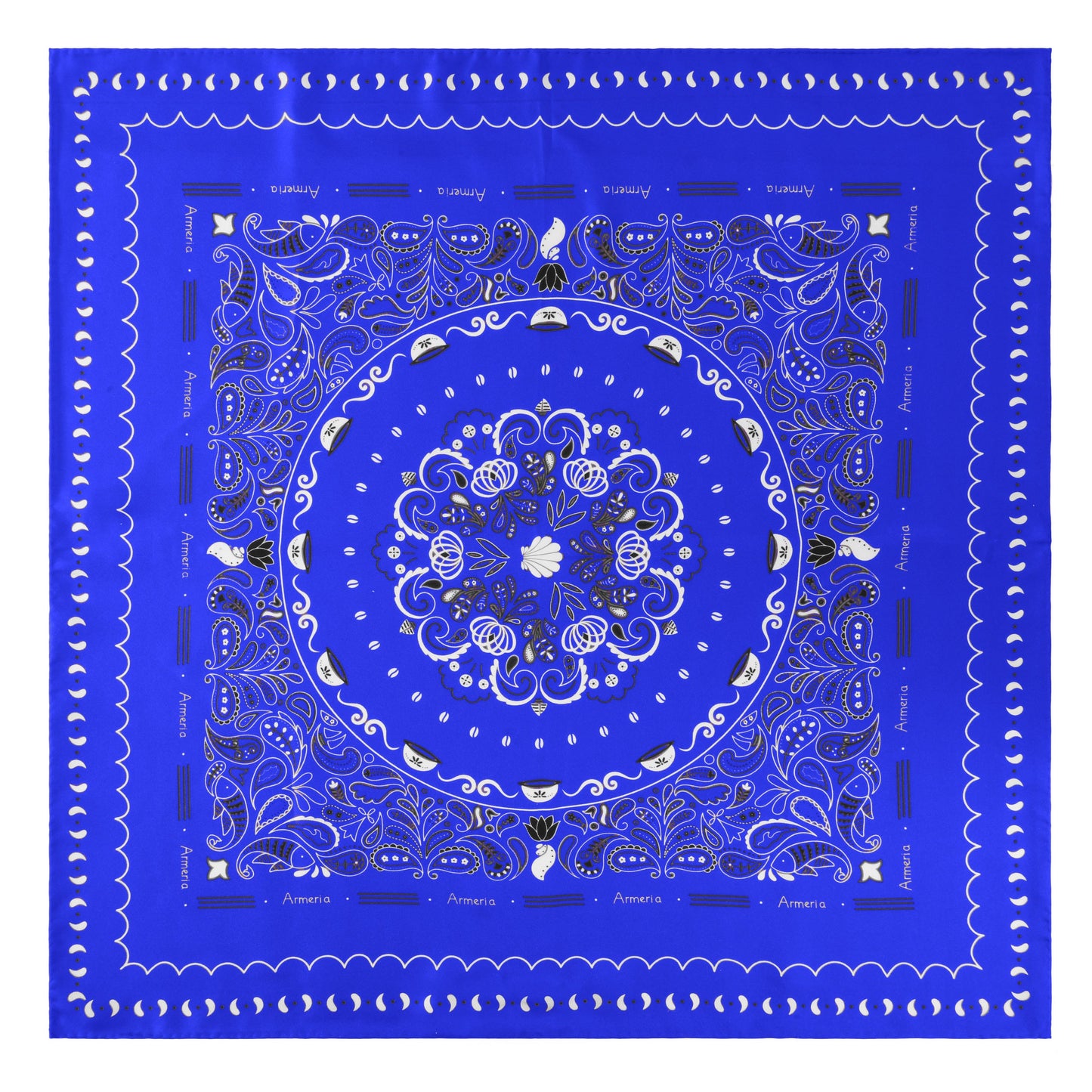 Bandana en soie bleue avec motif breton