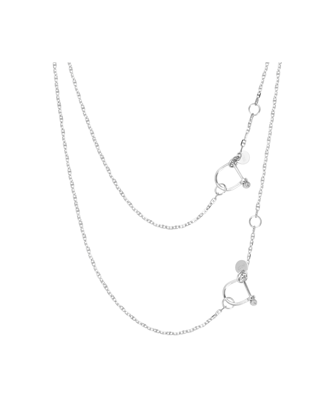 Sautoir avec chaîne marine et deux manilles en argent | Armeria