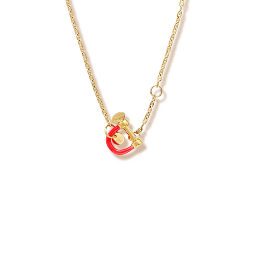 Collier avec manille rouge en acier inoxydable