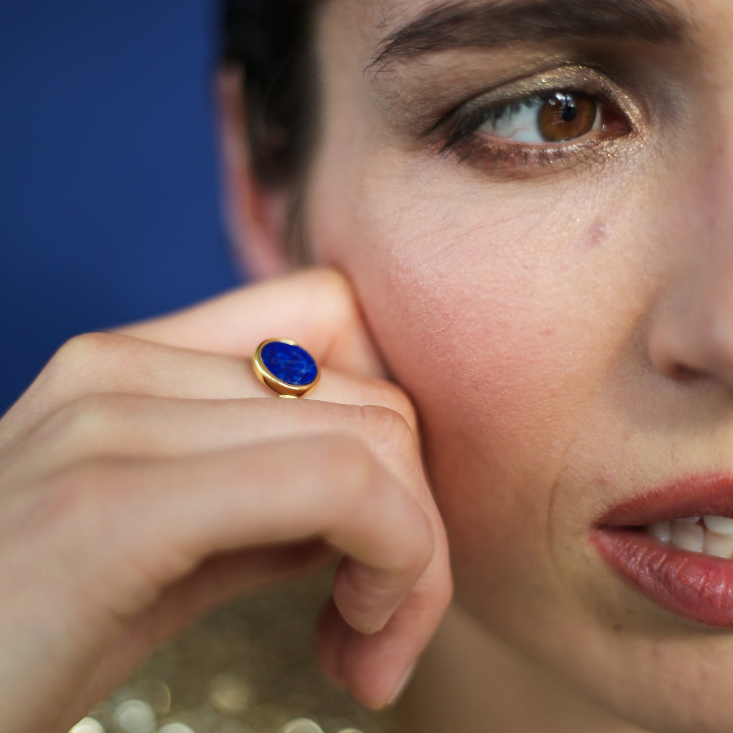 BAGUE LAPIS LAZULI GRAVE D'UNE ANCRE DE MARINE