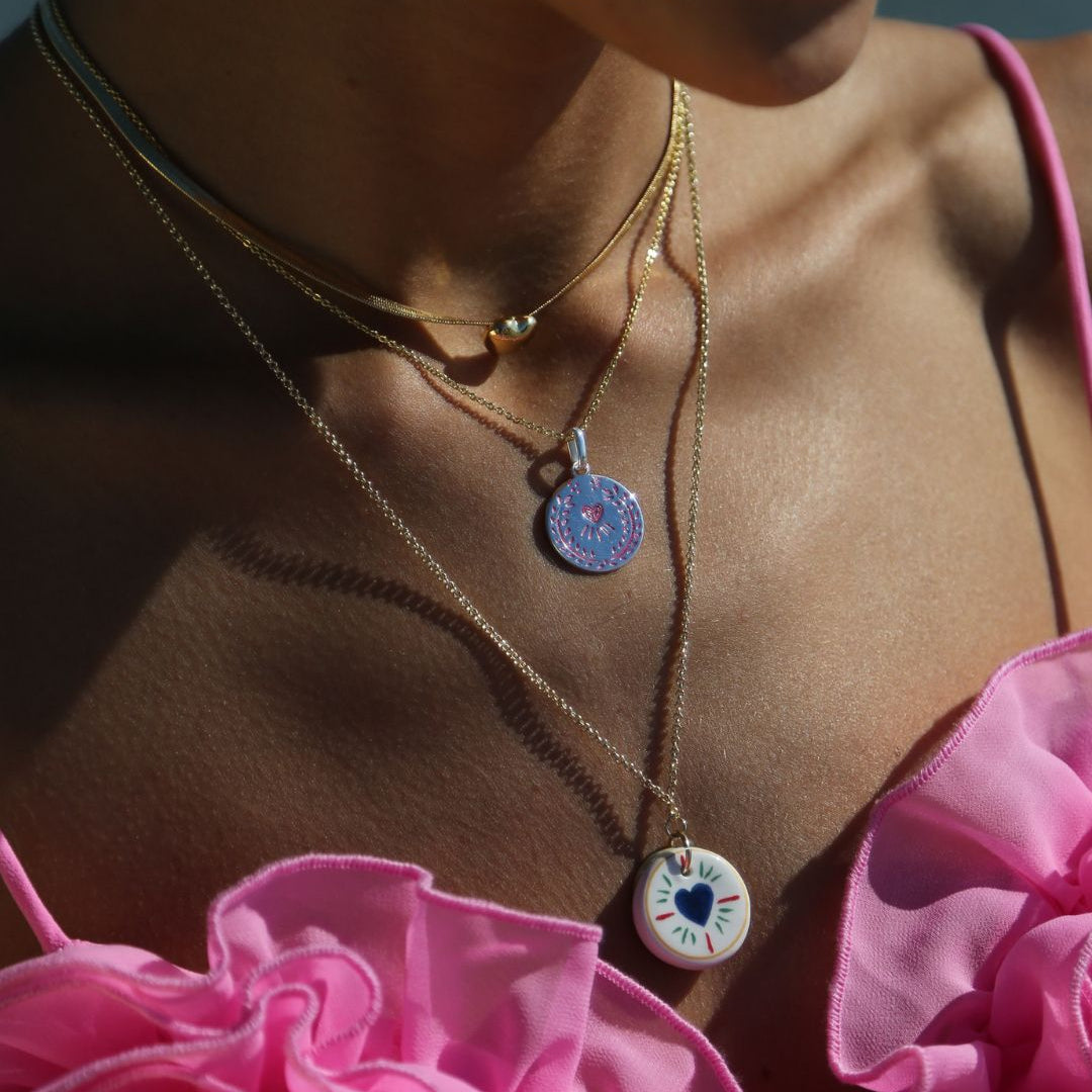 Médaille coeur de bretonne rosé en argent 925